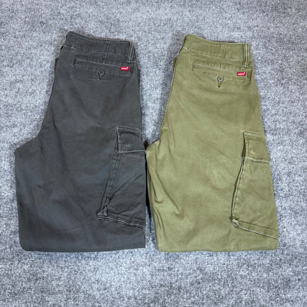 Levis XX Cargo Straight Fit Pants Mens 31x32 Olive Green Grey Bundle 2 Pair